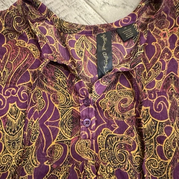 Petticoat Alley Women's XS ‎ Multi color Blouse Feminine BOHO 3/4 sleeve - Picture 6 of 8